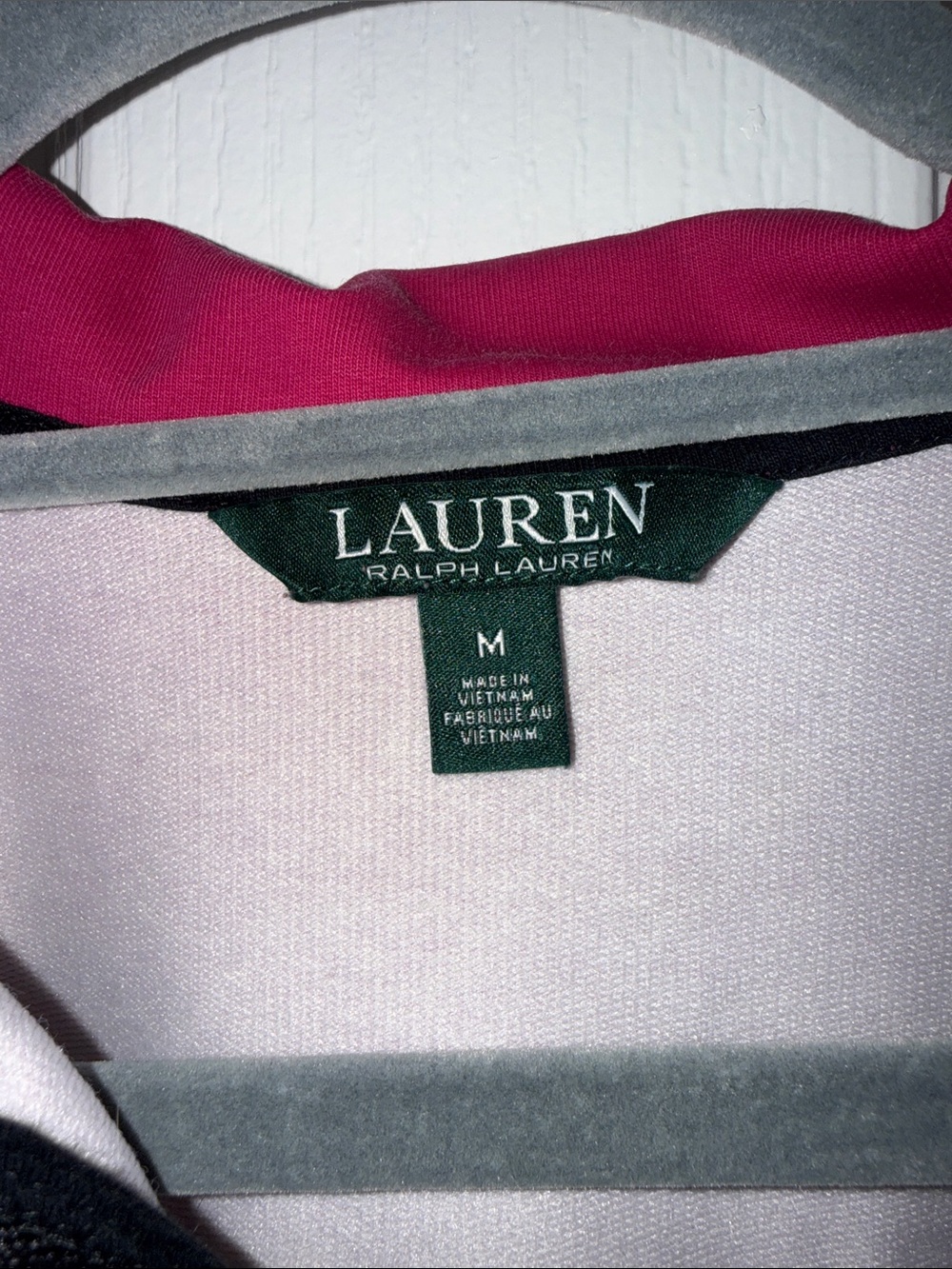 Lauren Ralph Lauren Pink, Cream & Black Colorblock Zip Jacket - Size Medium - Picture 2 of 7